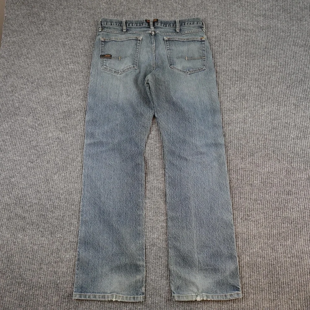Ariat Rebar M5 Straight Jeans Mens 34x32 (32x30) Blue Distressed Denim Workwear